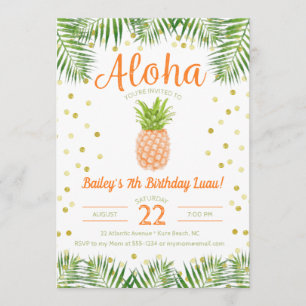 Aloha Luau Birthday Einladung Tropische Ananas