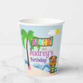 Aloha Luau Birthday Pappbecher (Vorderseite)