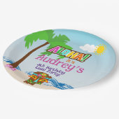 Aloha Luau Birthday Pappteller (Schrägansicht)