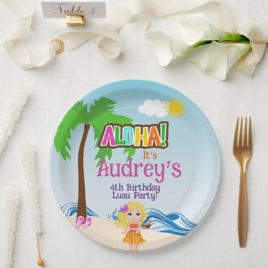 Aloha Luau Birthday Pappteller (Hochzeit)