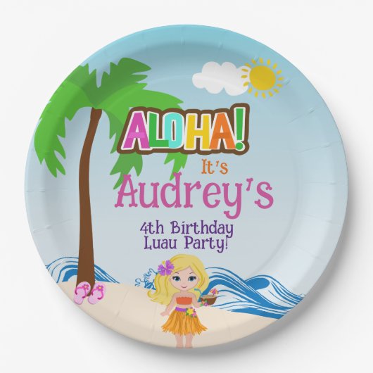 Aloha Luau Birthday Pappteller (Vorderseite)