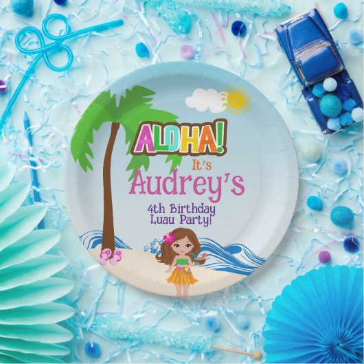 Aloha Luau Birthday Pappteller (Party)
