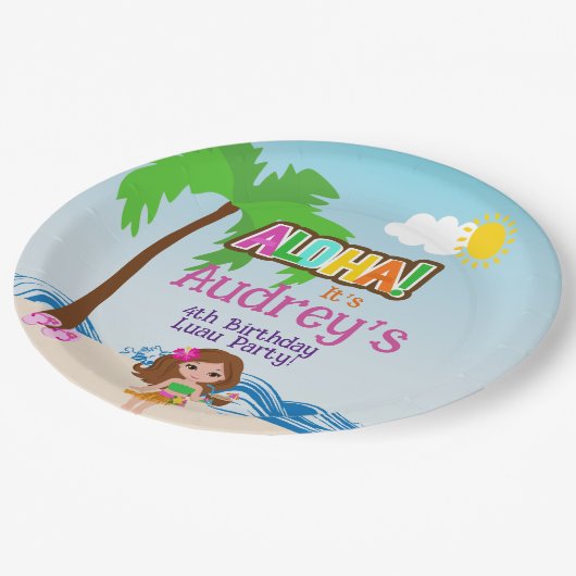 Aloha Luau Birthday Pappteller (Schrägansicht)