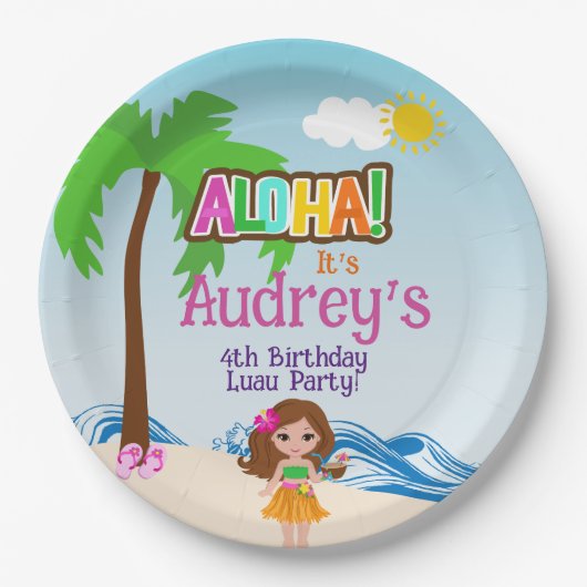 Aloha Luau Birthday Pappteller (Vorderseite)