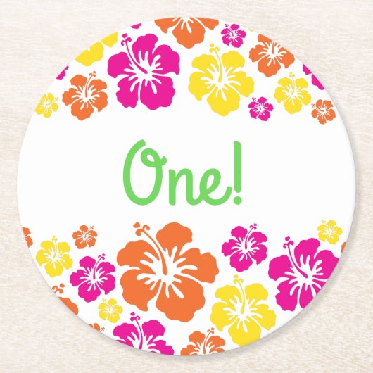 Aloha Luau Birthday Party Runder Pappuntersetzer (Vorderseite)