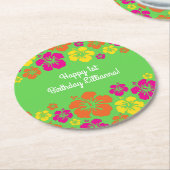 Aloha Luau Birthday Party Runder Pappuntersetzer (Angewinkelt)