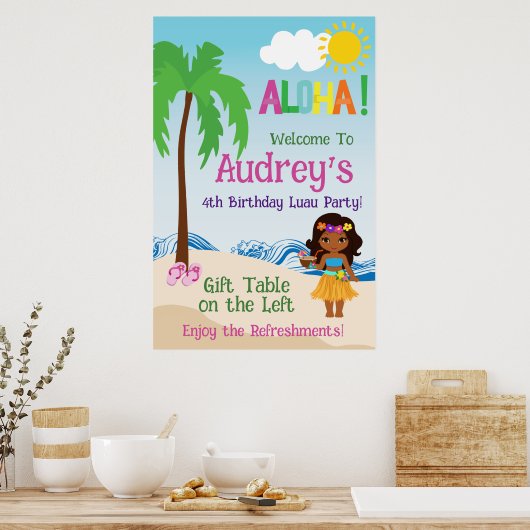 Aloha Luau Birthday Poster (Küche)