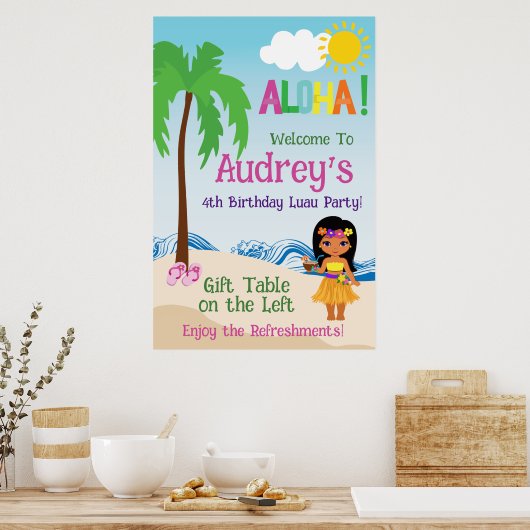 Aloha Luau Birthday Poster (Küche)