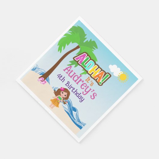 Aloha Luau Birthday Serviette (Ecke)