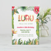 Aloha Luau Birthday Tropical Floral Party Einladung (Stehend Vorderseite)