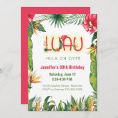 Aloha Luau Birthday Tropical Floral Party Einladung (Vorne/Hinten)