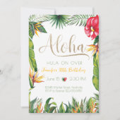 Aloha Luau Birthday Tropical Floral Party Einladung (Vorderseite)