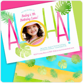 Aloha Luau Birthday Tropical Foto Einladung