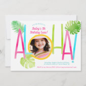 Aloha Luau Birthday Tropical Foto Einladung (Vorderseite)