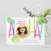 Aloha Luau Birthday Tropical Foto Einladung (Stehend Vorderseite)