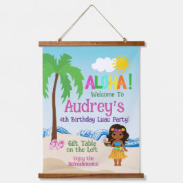 Aloha Luau Birthday Wandteppich Mit Holzrahmen
