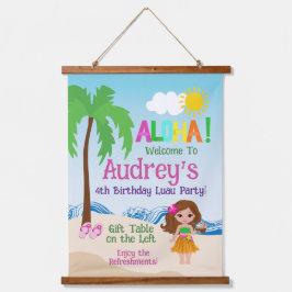 Aloha Luau Birthday Wandteppich Mit Holzrahmen