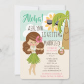 Aloha Luau Brautparty-dunkles Haar-dunkler Einladung (Vorderseite)
