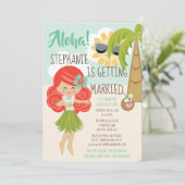 Aloha Luau Brautparty Redhead Einladung (Stehend Vorderseite)