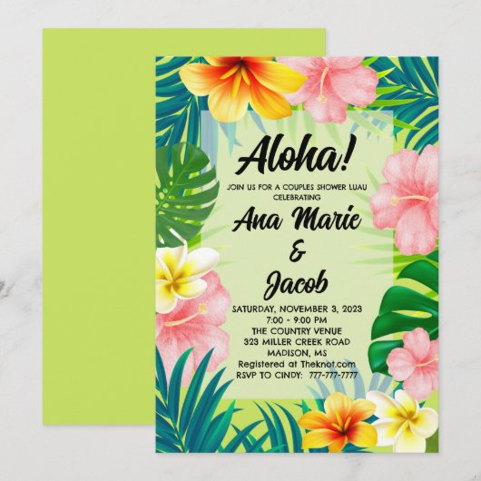 Aloha Luau Couples Einladung (Vorne/Hinten)