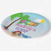 Aloha Luau Geburtstag Pappteller (Schrägansicht)