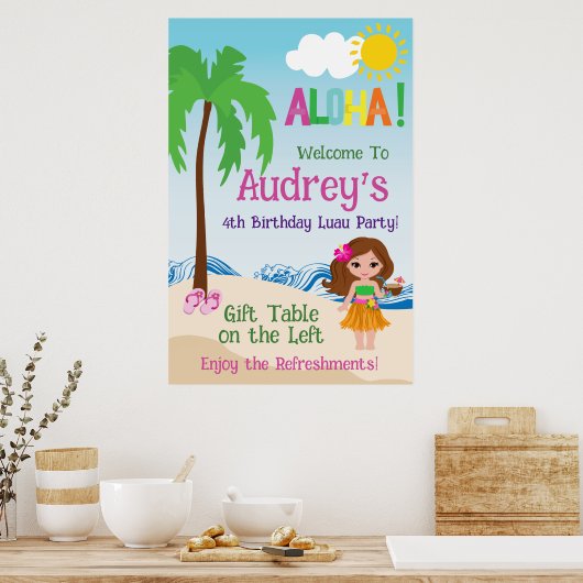 Aloha Luau Geburtstag Poster (Küche)