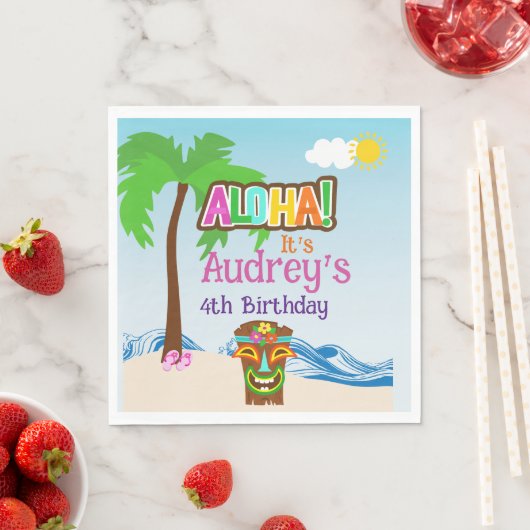 Aloha Luau Geburtstag Serviette (Beispiel)
