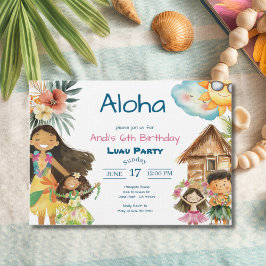 Aloha Luau Kids Birthday Invitation Einladung