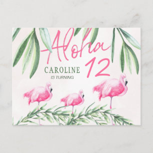 Aloha luau Let's Flamingle tropischen Geburtstagsp Postkarte