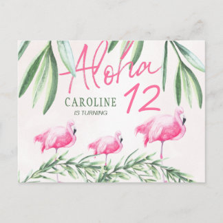 Aloha luau Let's Flamingle tropischen Geburtstagsp Postkarte