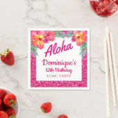 Aloha Luau Party Glitzer Tropischer Hibiskus Papie Serviette (Beispiel)