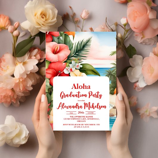 Aloha Luau Party Tropischer Abschluss Einladung