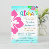 Aloha Luau Party Tropischer Hibiskus Abschluss Einladung (Stehend Vorderseite)