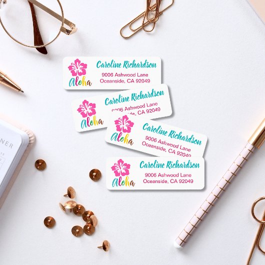 Aloha Luau Party Tropischer Hibiskus Rücksendeadre