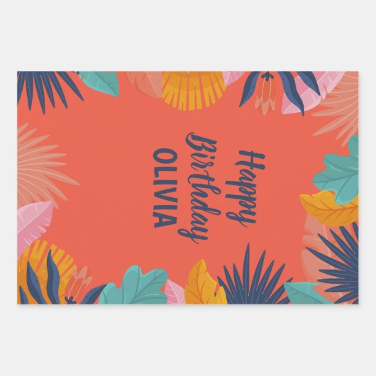 Aloha Luau Personalisiert Name Girl Sommer Geburts Geschenkpapier Set (Vorderseite 2)