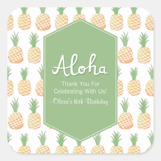 Aloha Luau Pineappmuster Danke für die Stickers (Vorderseite)