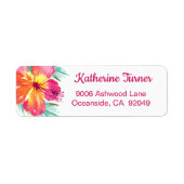 Aloha Luau Pink Tropischer Hibiskus Rücksendeadres (Vorne)