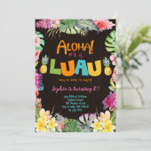 Aloha Luau Rustic Tropical Summer Girl Geburtstag Einladung (Stehend Vorderseite)