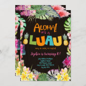 Aloha Luau Rustic Tropical Summer Girl Geburtstag Einladung (Vorne/Hinten)
