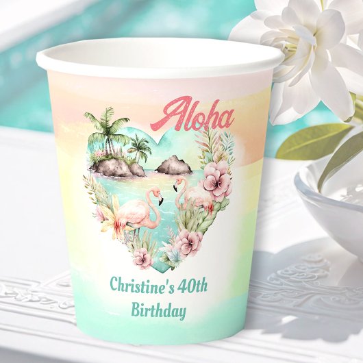 Aloha Luau Sommer 40. Geburtstag Strand Tropical Pappbecher