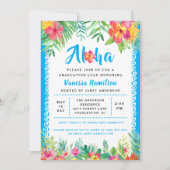 Aloha Luau Tropical Abschluss Blauer Einladung (Vorderseite)