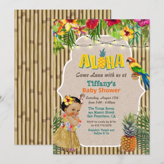 Aloha Luau Tropical Baby Shower Einladung (Vorne/Hinten)