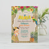 Aloha Luau Tropical Baby Shower Einladung (Stehend Vorderseite)