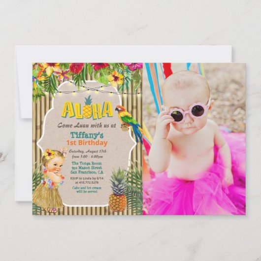 Aloha Luau Tropical Birthday Foto Einladung (Vorderseite)