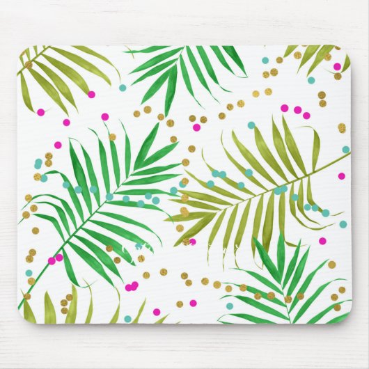 Aloha Luau Tropical Blätter & Fun Confetti Dots Mousepad (Vorne)