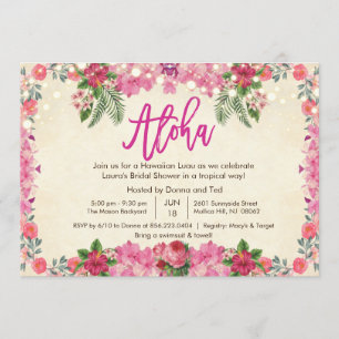 Aloha Luau Tropical Bridal Dusche Einladung