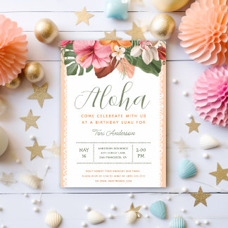Aloha Luau Tropical Chic Geburtstagsparty Einladung
