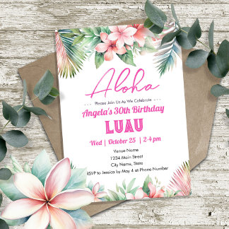 Aloha Luau Tropical Erwachsene Geburtstag Einladung