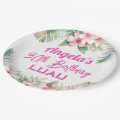 Aloha Luau Tropical Erwachsene Geburtstag Pappteller (Schrägansicht)