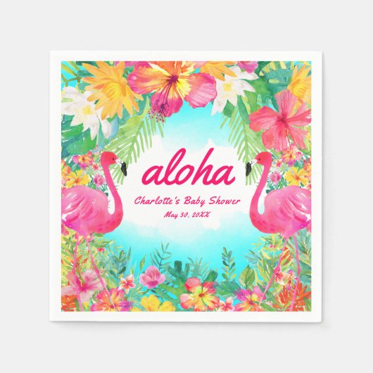 Aloha Luau Tropical Flamingo Baby Duschpapier Serviette (Vorderseite)
